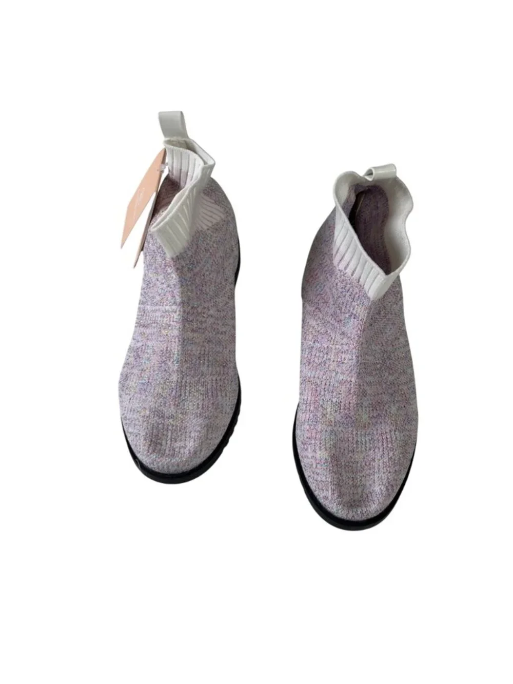 IceUnicorn Sparkly Knit Ankle Boots Girls Size 34 US Size 3 New Pull Tabs